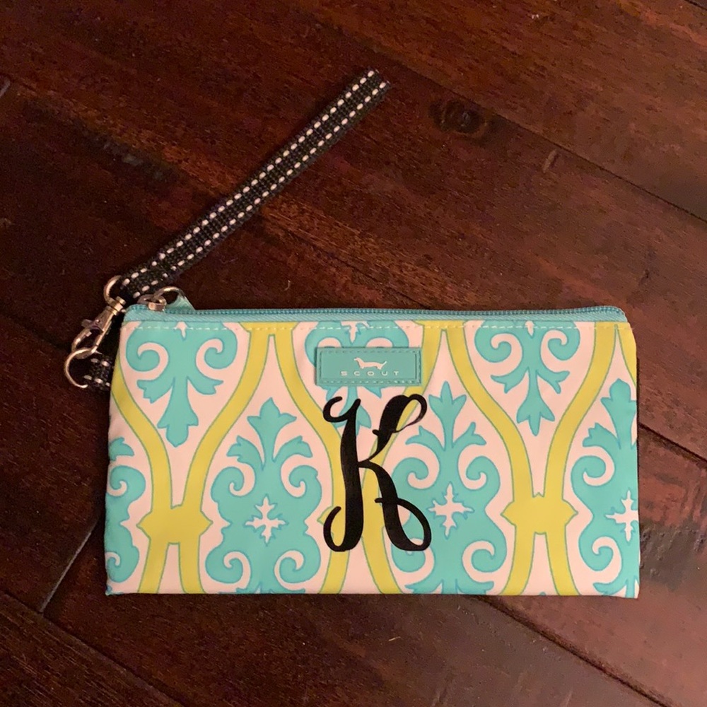 Scout Zip Pouch Wristlet or Clutch with “K” initial EUC